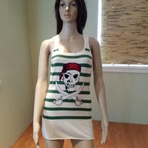 Cashmere & Silk Tank With Pirate On Front L